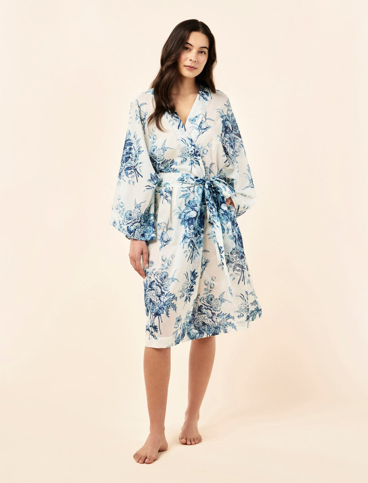 Papinelle Karen Walker Romantic Floral Midi Wide Sleeve Robe Sleepwear Papinelle 