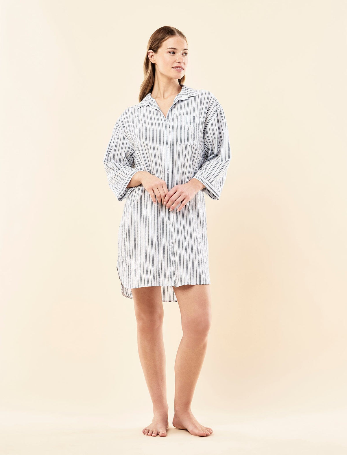 Papinelle Karen Walker Seersucker Stripe Nightshirt Sleepwear Papinelle 