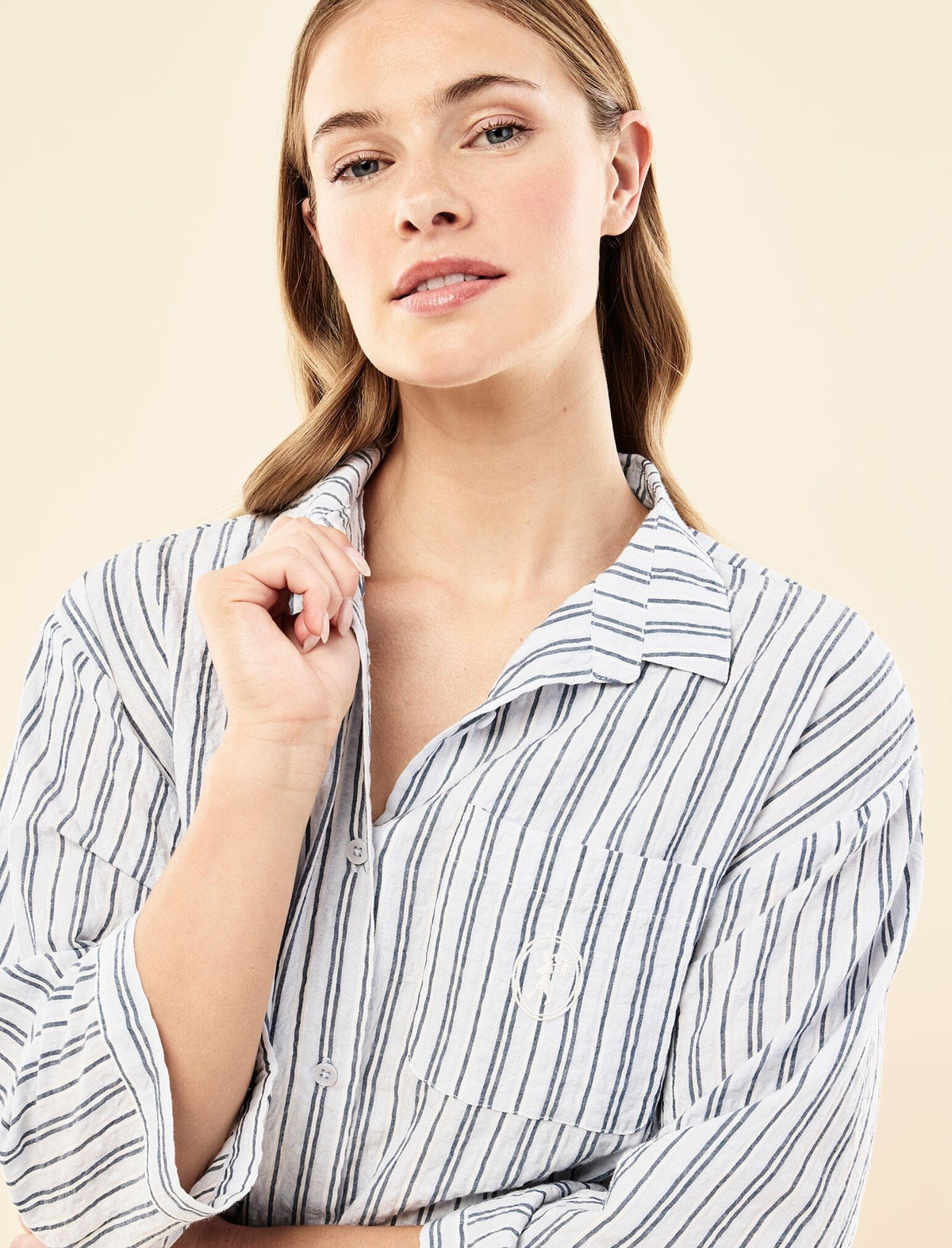 Papinelle Karen Walker Seersucker Stripe Nightshirt Sleepwear Papinelle 