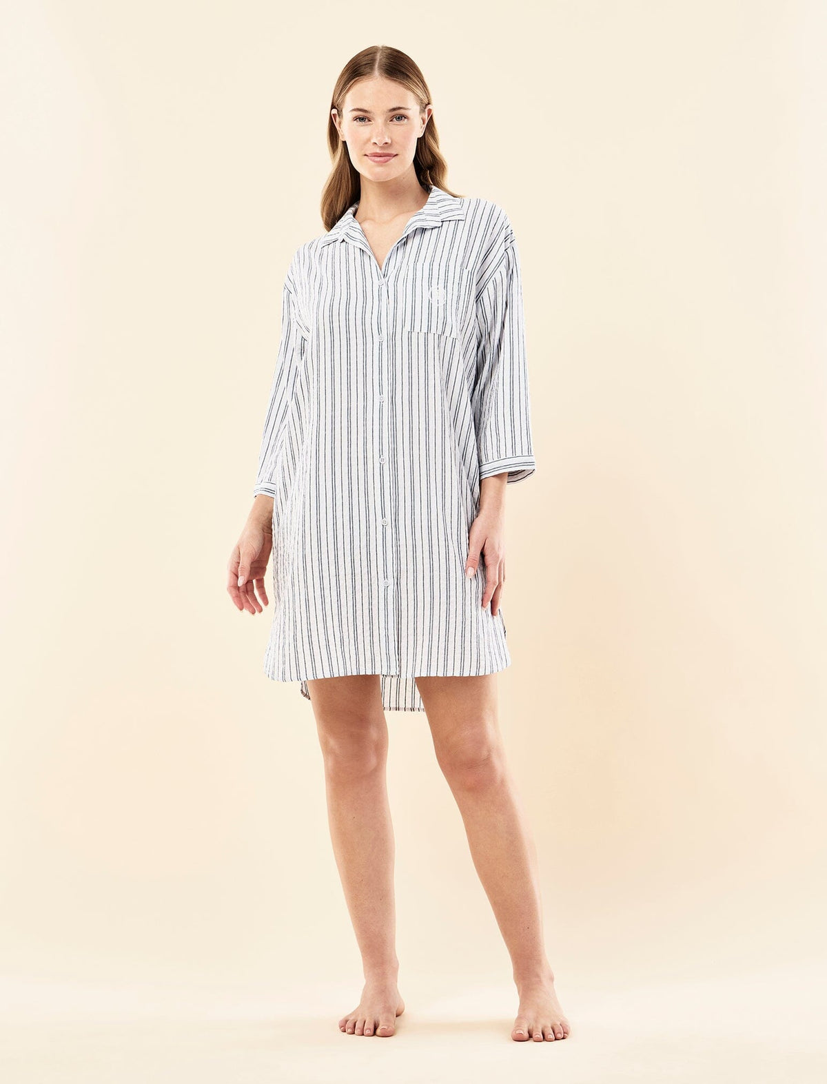 Papinelle Karen Walker Seersucker Stripe Nightshirt Sleepwear Papinelle 