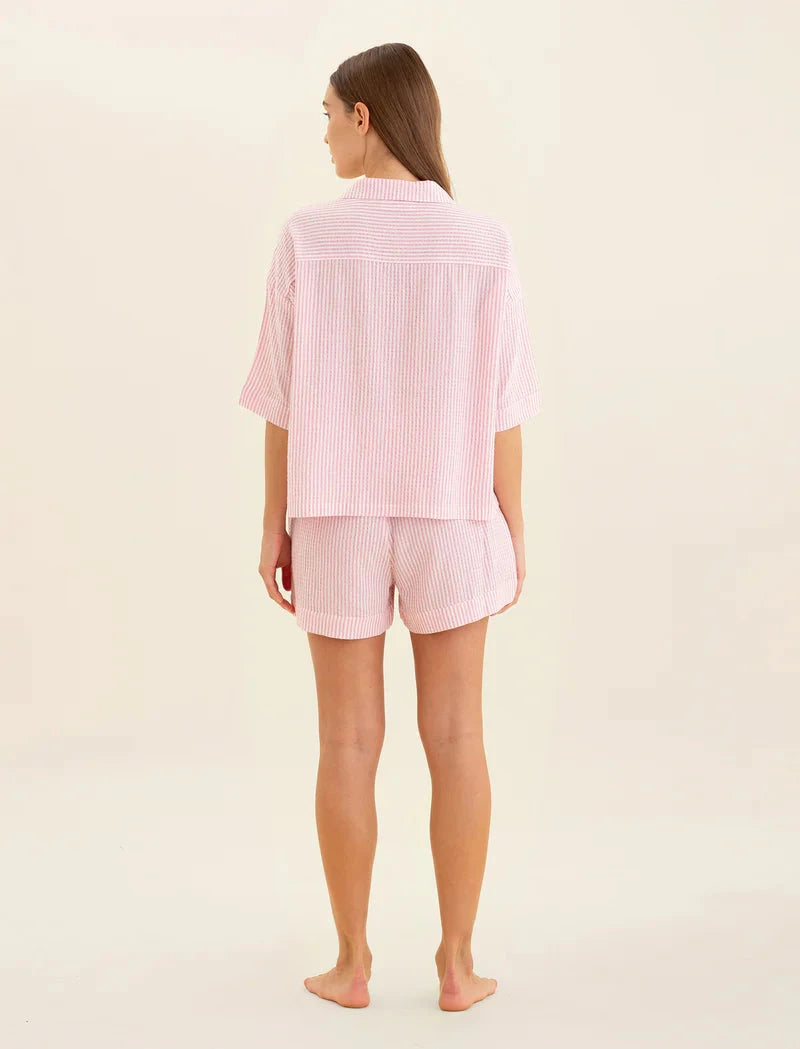 PAPINELLE SABINE SEERSUCKER STRIPE BOXER PJ & BOW SCRUNCHIE SLEEPWEAR Papinelle 