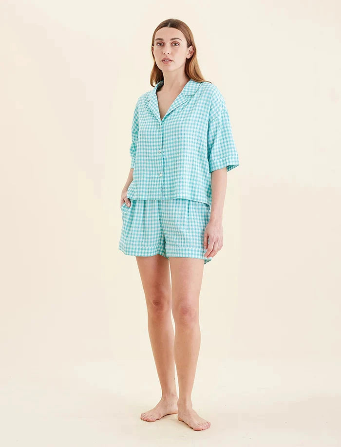 PAPINELLE SEERSUCKER GINGHAM BOXER PJ SET SLEEPWEAR Papinelle 