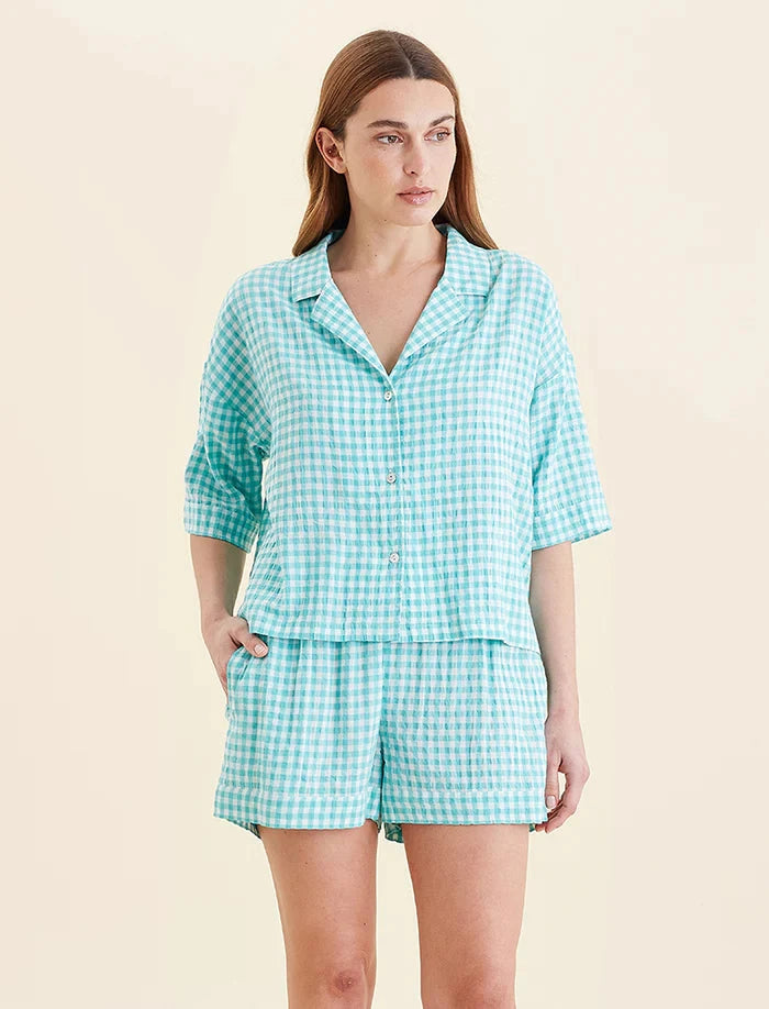 PAPINELLE SEERSUCKER GINGHAM BOXER PJ SET SLEEPWEAR Papinelle 