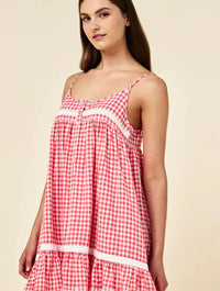 PAPINELLE SEERSUCKER GINGHAM LACE TRIM STRAPPY NIGHTIE SLEEPWEAR Papinelle 