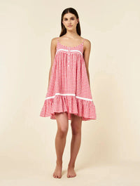 PAPINELLE SEERSUCKER GINGHAM LACE TRIM STRAPPY NIGHTIE SLEEPWEAR Papinelle 