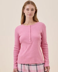 Papinelle Soft Baby Rib Boxy Henley Long Sleeve Top Sleepwear Papinelle 