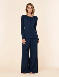 Papinelle Soft Baby Rib Boxy Henley Long Sleeve Top Sleepwear Papinelle 