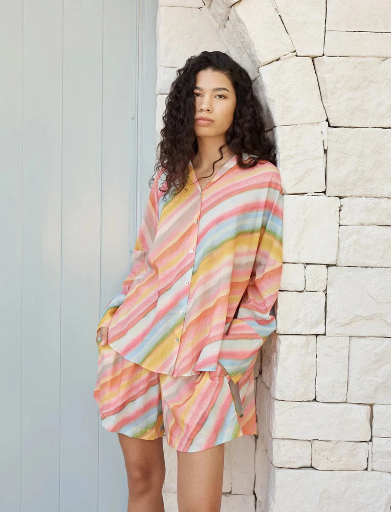 Papinelle Sophie Stripe Long Sleeve Boxer PJ Set Sleepwear Papinelle 