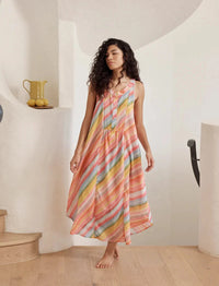 Papinelle Sophie Stripe Panel Front Maxi Nightie Sleepwear Papinelle 