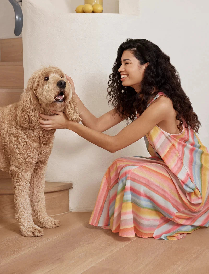 Papinelle Sophie Stripe Panel Front Maxi Nightie Sleepwear Papinelle 