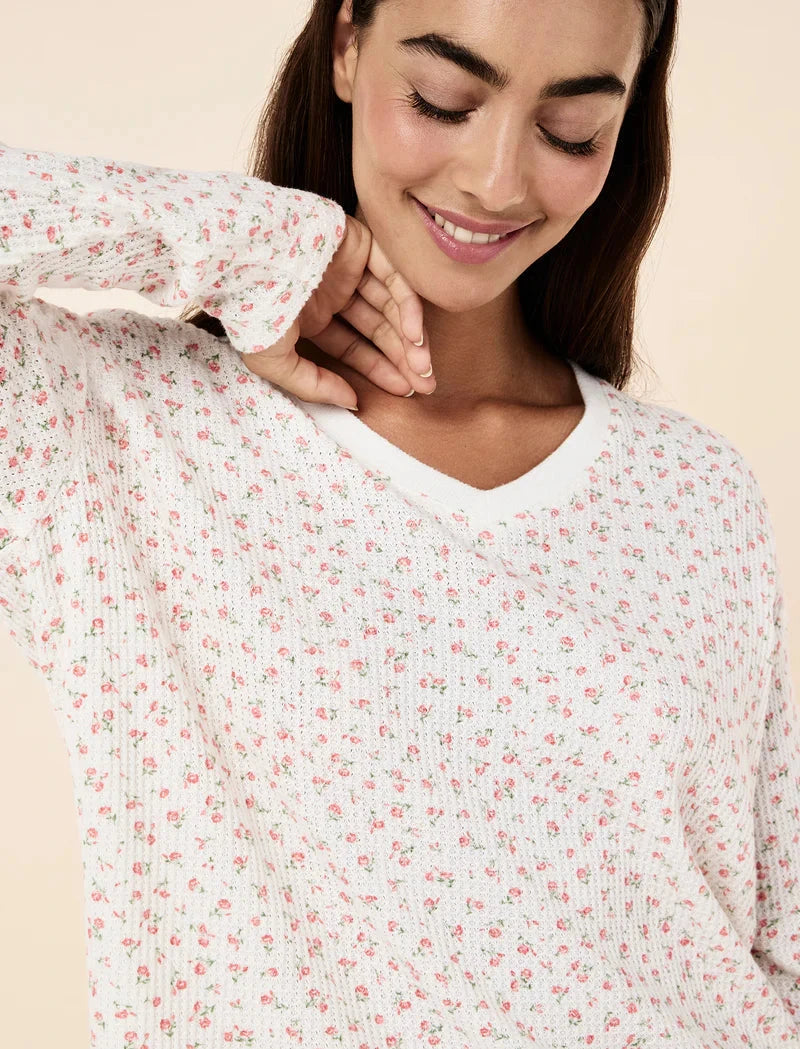 Papinelle Super Soft Waffle V-Neck Long Sleeve Top & Jogger Set Sleepwear Papinelle 