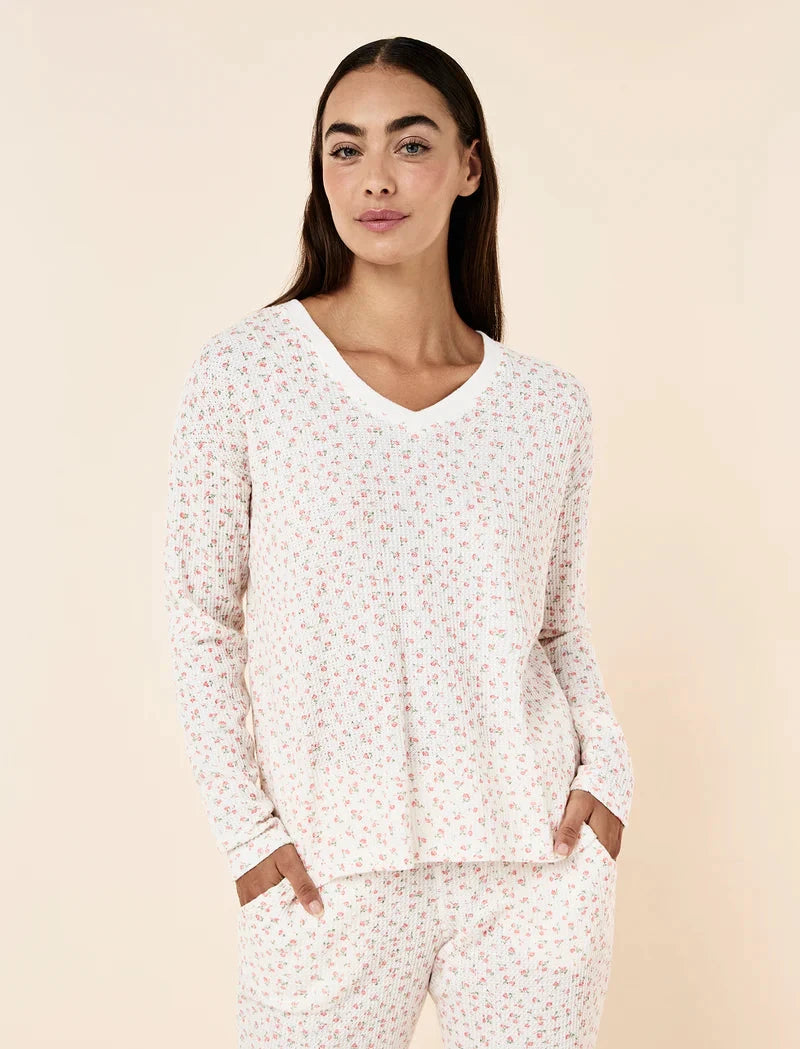 Papinelle Super Soft Waffle V-Neck Long Sleeve Top & Jogger Set Sleepwear Papinelle 