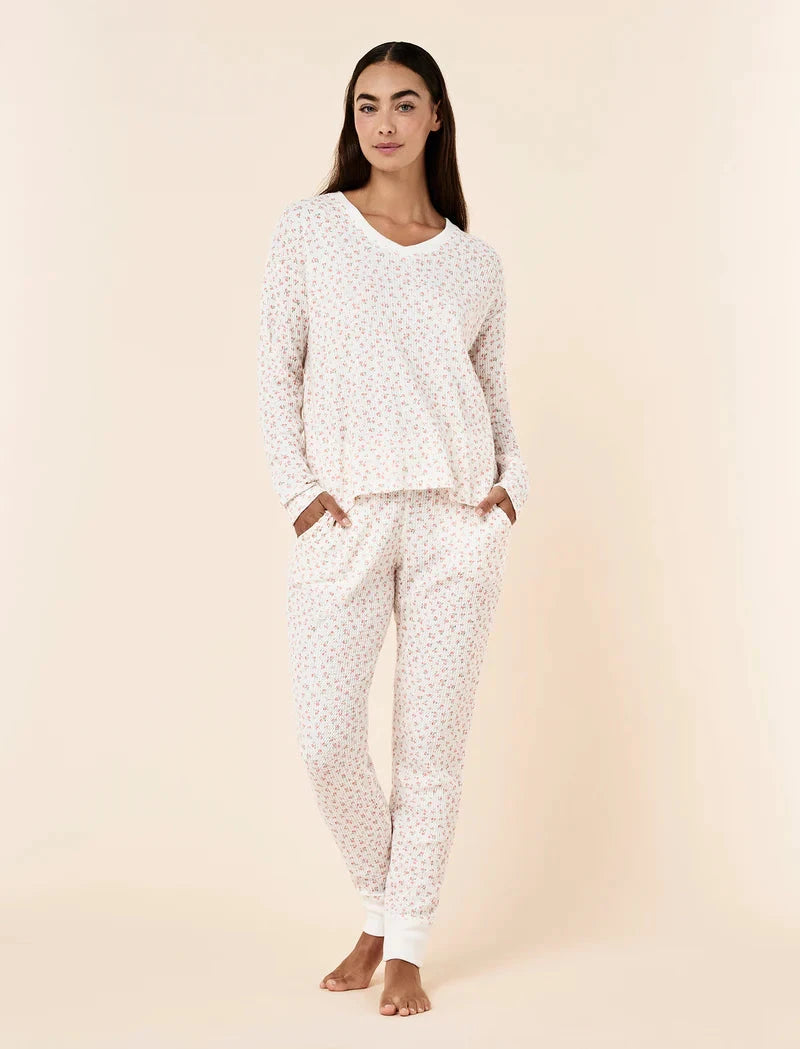Papinelle Super Soft Waffle V-Neck Long Sleeve Top & Jogger Set Sleepwear Papinelle 