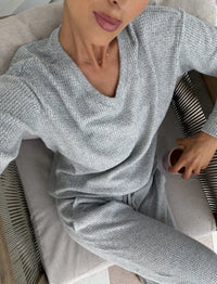 Papinelle Super Soft Waffle V-Neck Long Sleeve Top