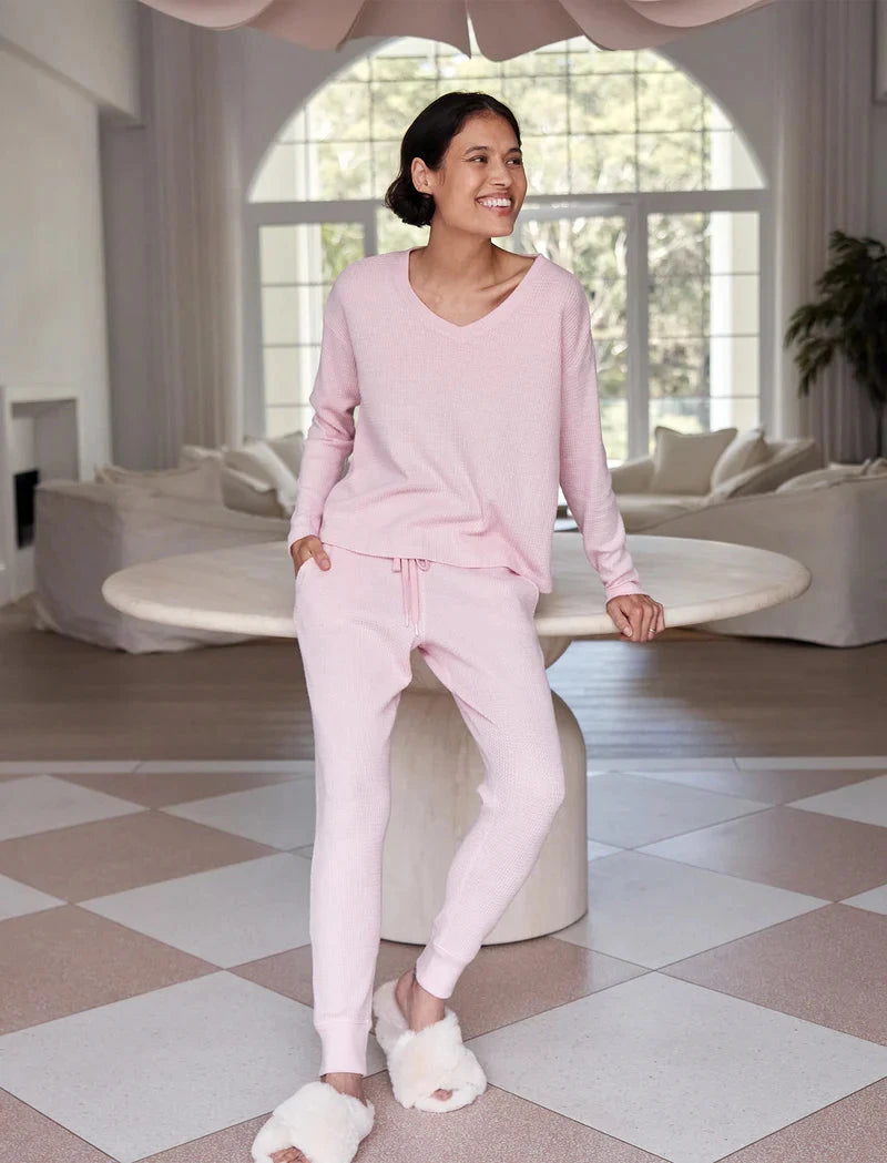 Papinelle Super Soft Waffle V-Neck Long Sleeve Top