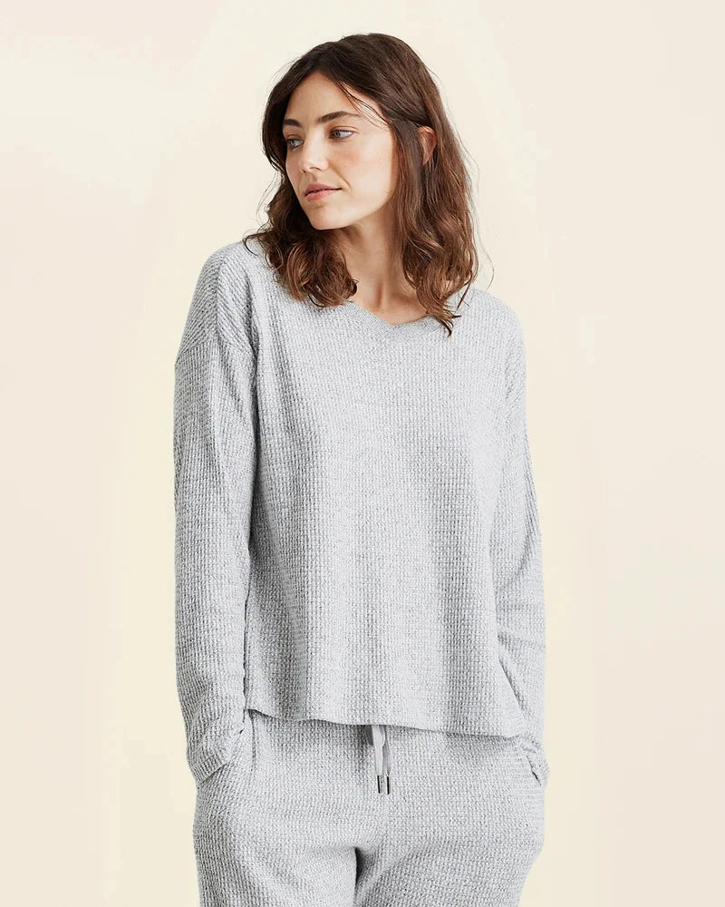 Papinelle Super Soft Waffle V-Neck Long Sleeve Top