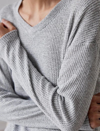 Papinelle Super Soft Waffle V-Neck Long Sleeve Top