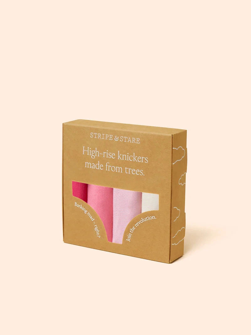 STRIPE & STARE HIGH RISE KNICKERS FOUR PACK BRIEFS Stripe & Stare 