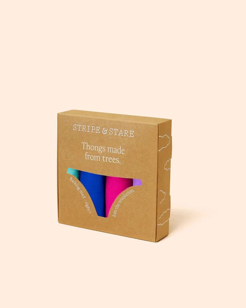 STRIPE & STARE THONG FOUR PACK BRIEFS Stripe & Stare 