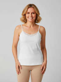 The Baseline Cotton Singlet Top with Guipure Lace Basics The Baseline 