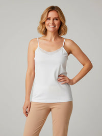 The Baseline Cotton Singlet Top with Guipure Lace Basics The Baseline 