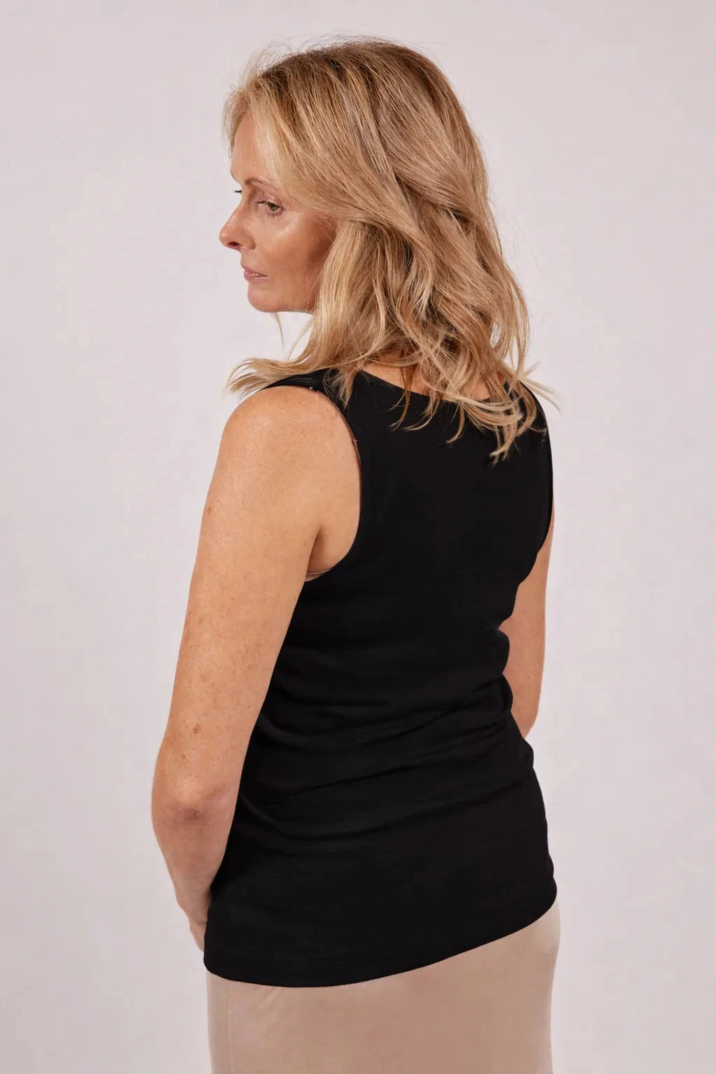 The Baseline Cotton Tank Top with Guipure Lace Basics The Baseline 