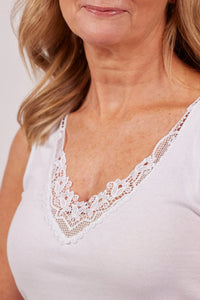The Baseline Cotton Tank Top with Guipure Lace Basics The Baseline 