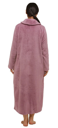 Yuu Full Button Front Polyester Fleece Dressing Gown