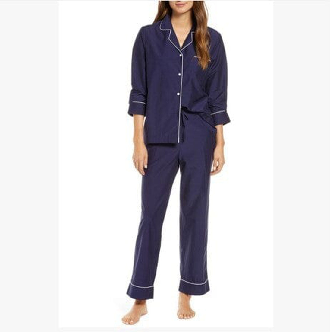 MIA ORGANIC COTTON FULL LENGTH PJ SET PAPINELLE SLEEPWEAR Papinelle SMALL PJ SET NAVY